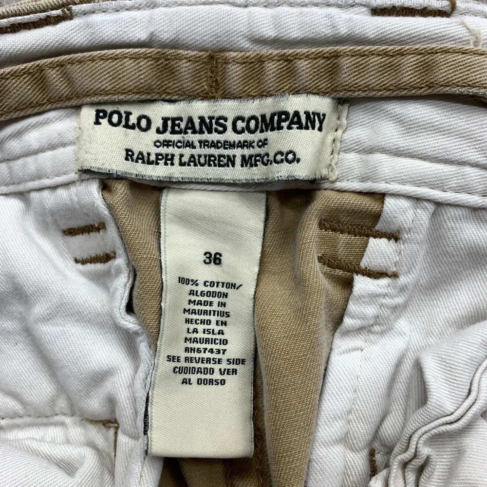 Vintage Polo Jeans Co Ralph Lauren Shorts 36 Khaki Cargo Baggy Y2K Grunge Skater